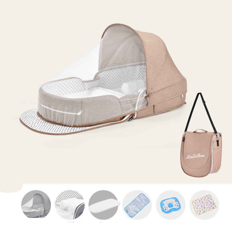 Baby Crib Multifunctional Folding Newborn Nest Toddler Bed Portable Sun Protection Mosquito Net Infant Camping Bed Travel Cot - Ectron Online