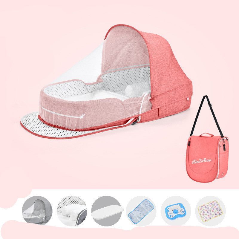 Baby Crib Multifunctional Folding Newborn Nest Toddler Bed Portable Sun Protection Mosquito Net Infant Camping Bed Travel Cot - Ectron Online