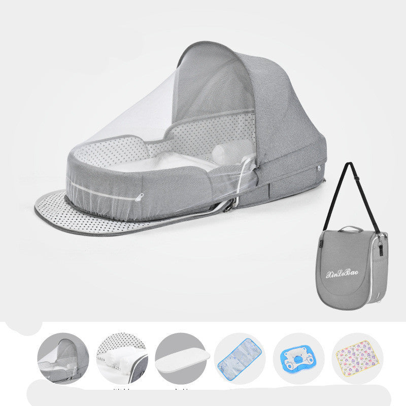 Baby Crib Multifunctional Folding Newborn Nest Toddler Bed Portable Sun Protection Mosquito Net Infant Camping Bed Travel Cot - Ectron Online