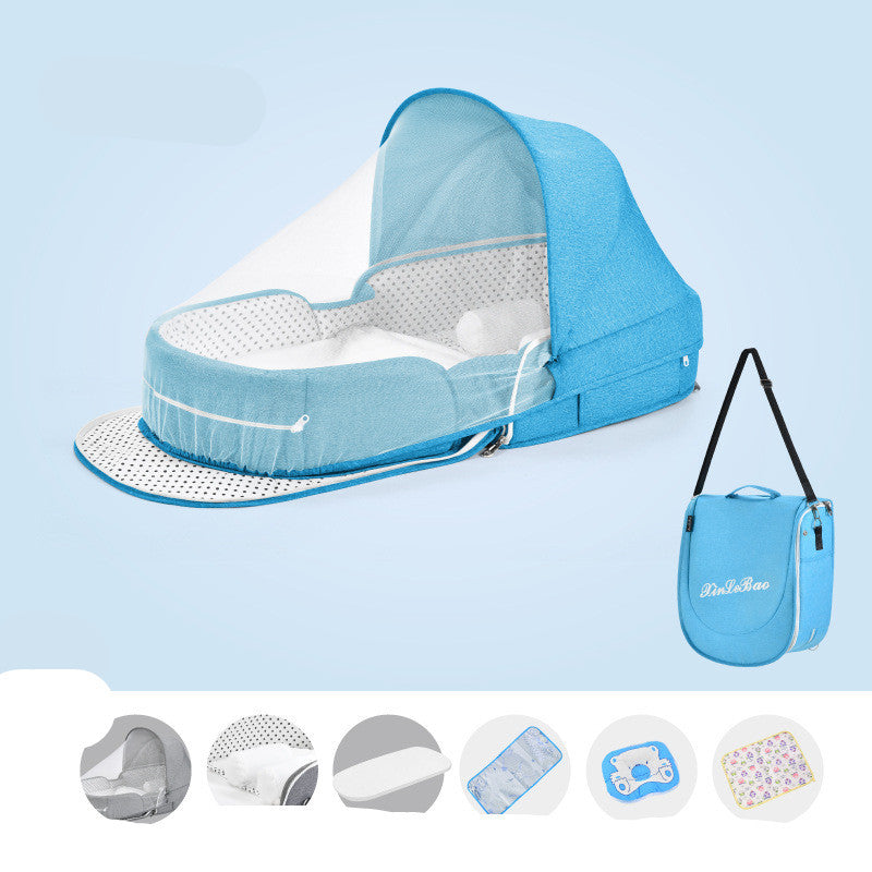 Baby Crib Multifunctional Folding Newborn Nest Toddler Bed Portable Sun Protection Mosquito Net Infant Camping Bed Travel Cot - Ectron Online