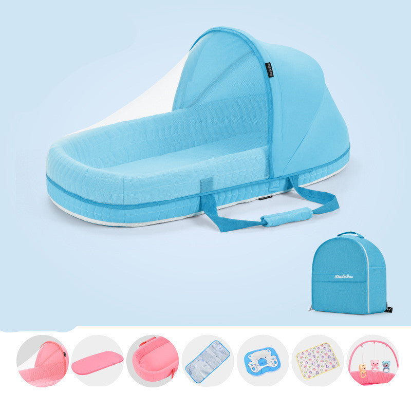 Baby Crib Multifunctional Folding Newborn Nest Toddler Bed Portable Sun Protection Mosquito Net Infant Camping Bed Travel Cot - Ectron Online