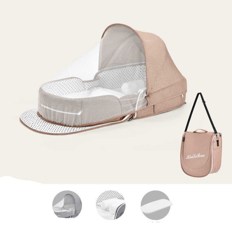 Baby Crib Multifunctional Folding Newborn Nest Toddler Bed Portable Sun Protection Mosquito Net Infant Camping Bed Travel Cot - Ectron Online