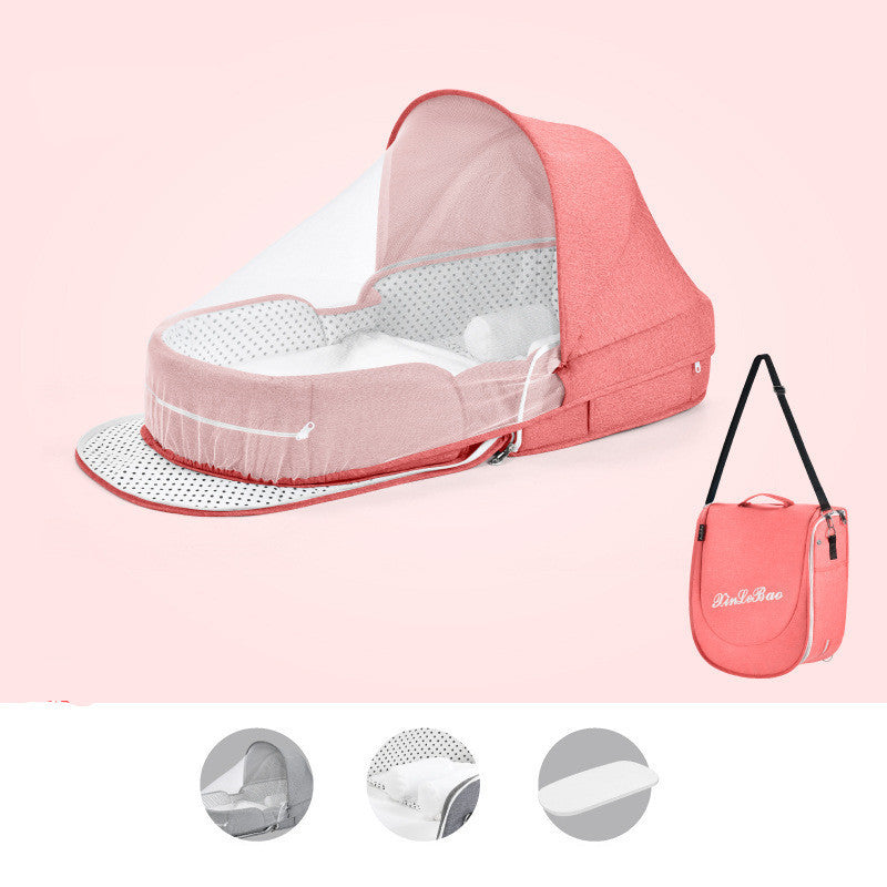 Baby Crib Multifunctional Folding Newborn Nest Toddler Bed Portable Sun Protection Mosquito Net Infant Camping Bed Travel Cot - Ectron Online
