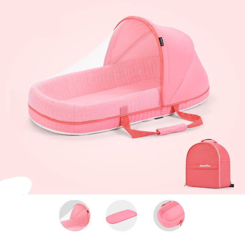 Baby Crib Multifunctional Folding Newborn Nest Toddler Bed Portable Sun Protection Mosquito Net Infant Camping Bed Travel Cot - Ectron Online