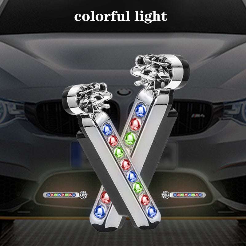 Colorful RGB LED DRL light bars with chrome V-shaped frame and multi-color LEDs