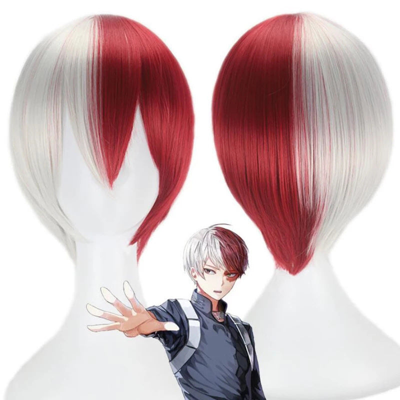 Anime Wig My Hero Academia Boom Frozen Red And White Short Hair Style Cos Wig Red And White Gradient - Ectron Online