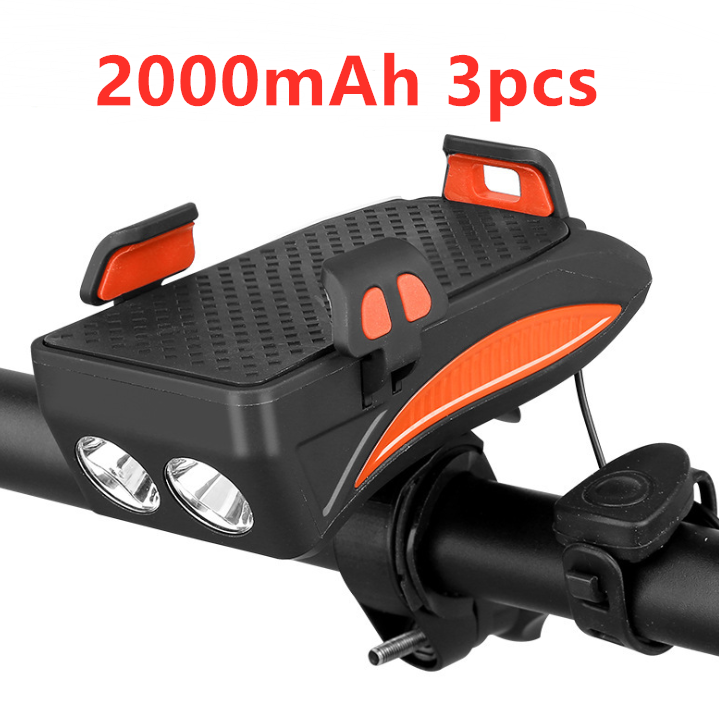 Motorcycle Bicycle Phone Holder Support Charging For Cell Phone With Bike Bell Power Bank Bicycle Front Lamp Flashlight - Ectron Online