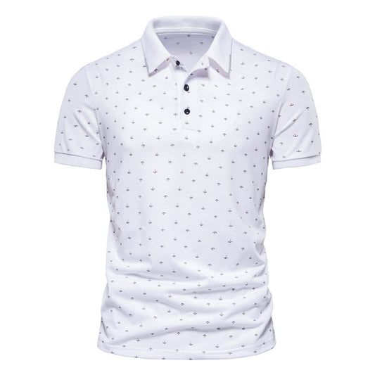 Men’s Slim Lapel T-Shirt – Summer Casual Anchor Print Tee Summer new casual slim European and Amer | Ectron Online