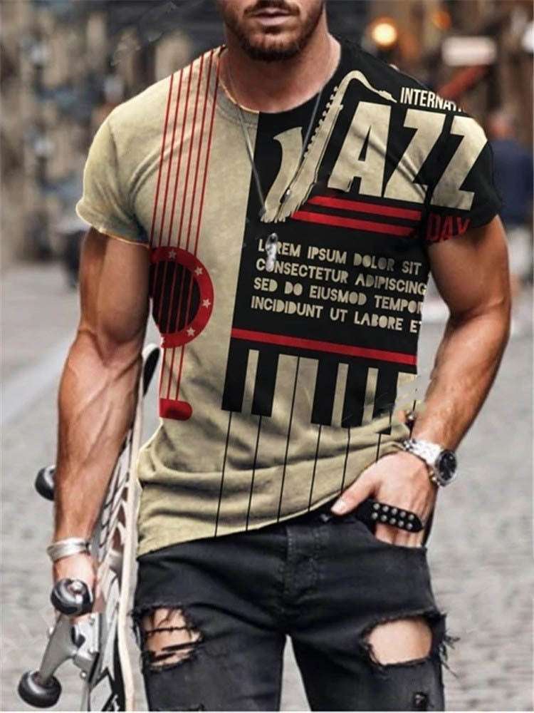 Men's T-shirt Element Print Round Neck Short Sleeve