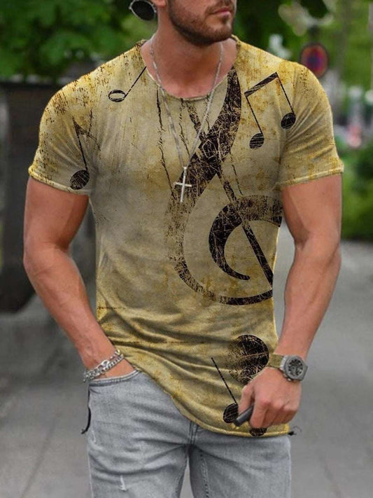 Men's T-shirt Element Print Round Neck Short Sleeve