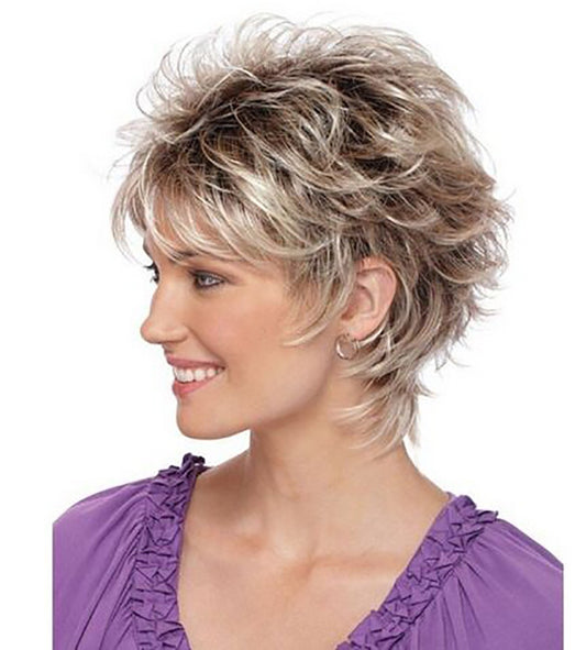 Golden Brown Mélange Short Hair Wig - Elegant Style Golden Brown Melange Short Hair | Ectron Online
