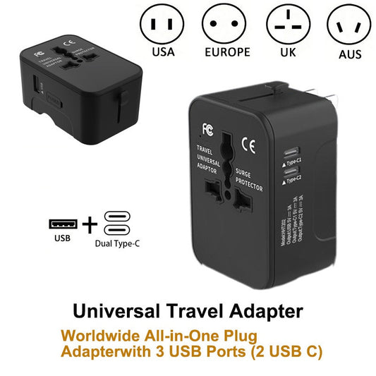 Universal All-in-One Travel Adapter | Worldwide Plug with 3 USB