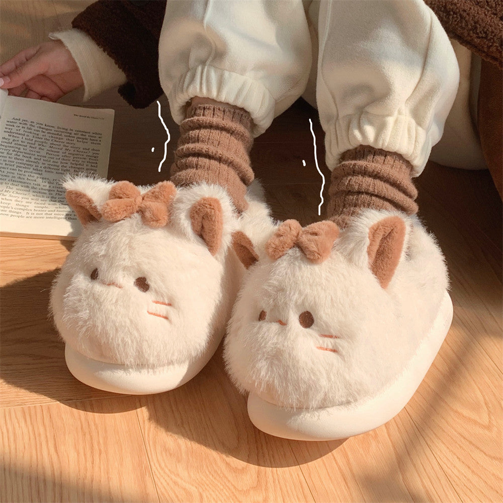 Cute Girl Heart Cartoon Cat Cotton Slippers