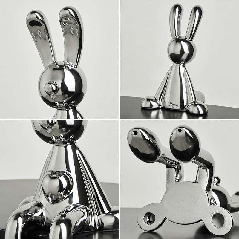 Light Luxury Silver Electroplated Sitting Rabbit Decoration Living Room Wine Cabinet TV