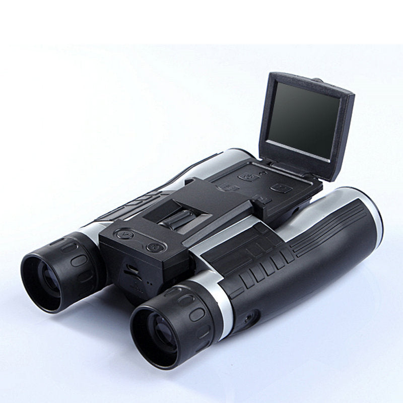 Digital binoculars with a screen on a white background