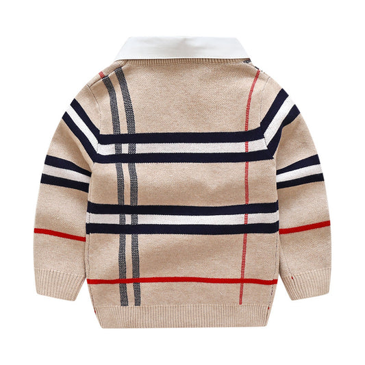 Boys' Plaid Jacquard Sweater Boys plaid jacquard sweater | Ectron Online
