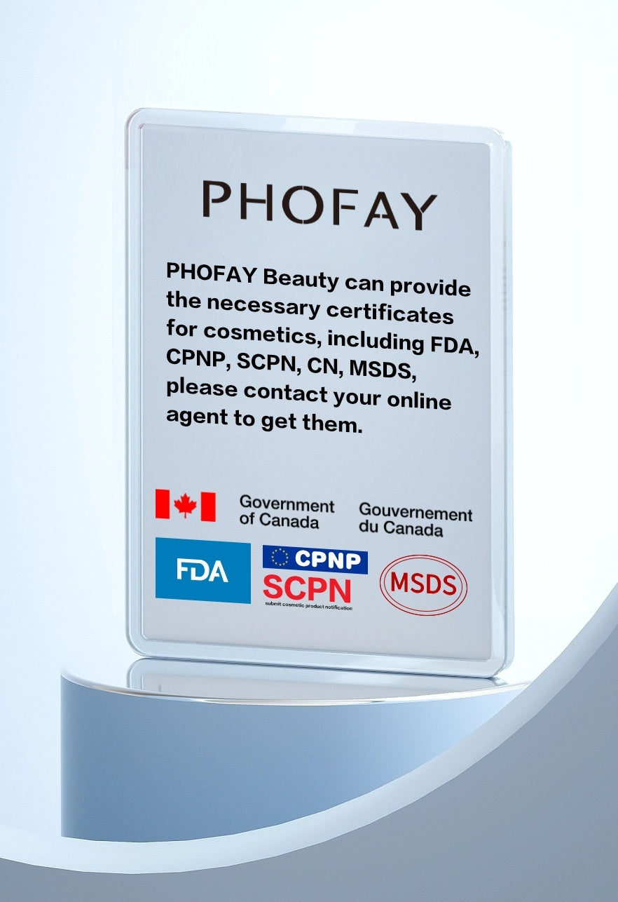 PHOFAY certification card with logos on a light blue background