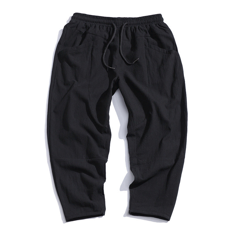 Loose Cotton Linen Cropped Harem Pants Casual