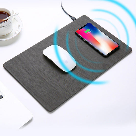 PU Leather Mouse Pad with Qi Wireless Charger – 10W Fast Charging
