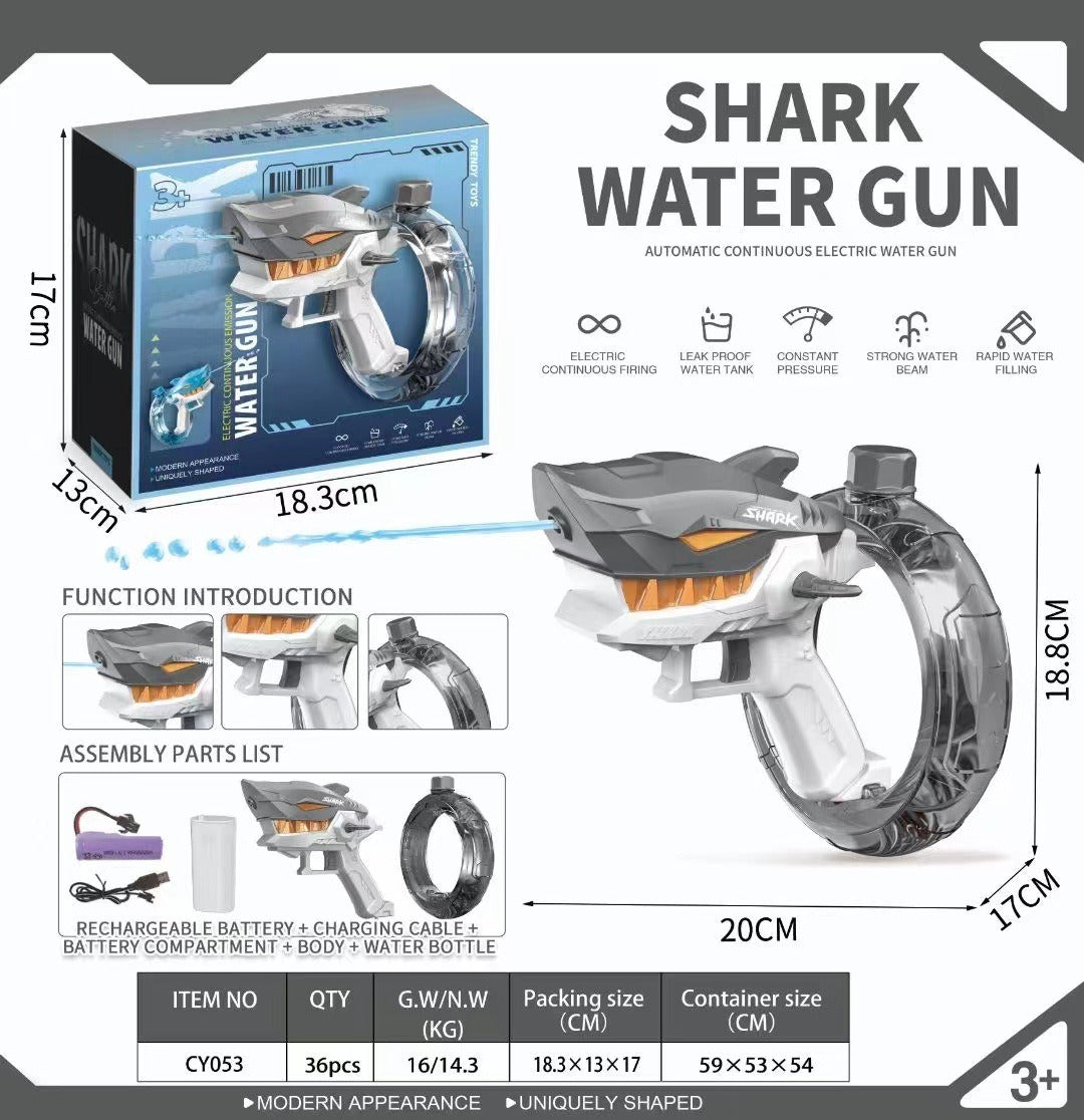 New Shark Electric Water Gun Toys Fully Automatic Continuous Fire Water Gun Large Capacity Beach Summer Children's Water Playing - Ectron Online