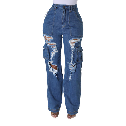 Ripped Jeans Women's Multi-bag Ripped Stretch Ripped Jeans Women's Multi-bag Ripped St | Ectron Online