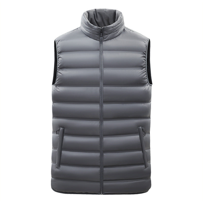 Gray puffer vest on a white background