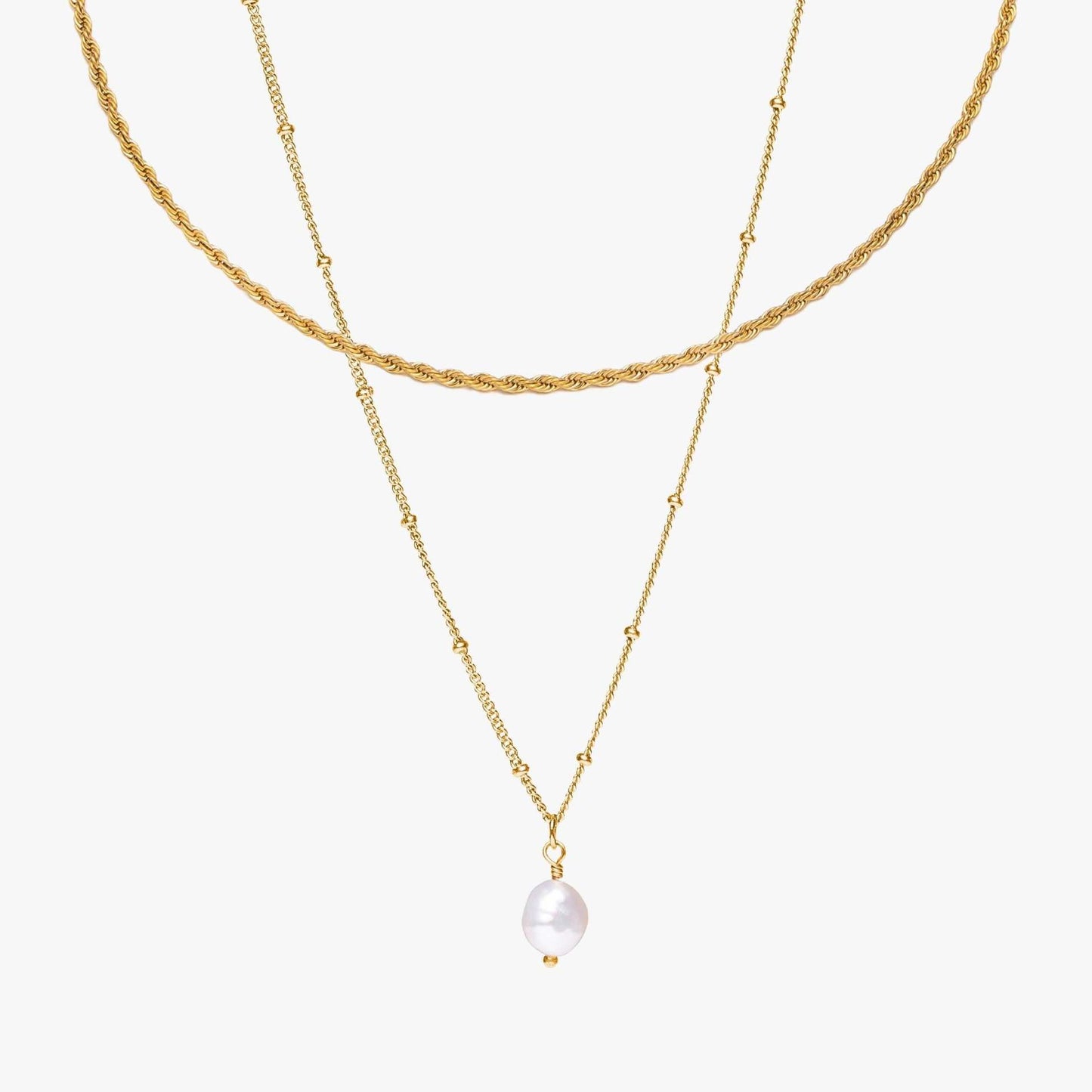 New Small Rice-shaped Beads Twist Pearl Necklace Multi-layer