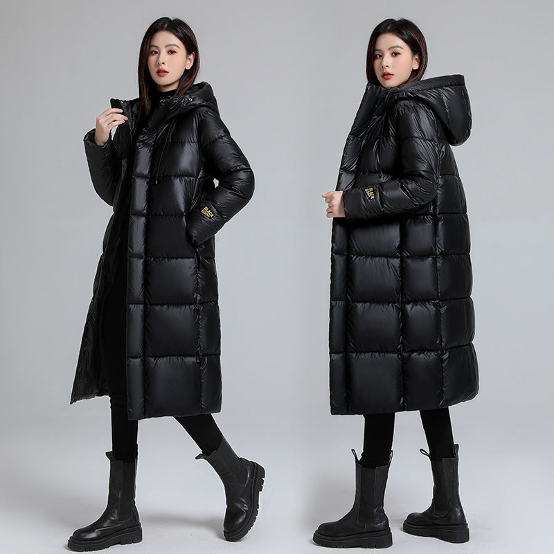 Women's Long Self-Heating Graphene Hooded Padded Jacket