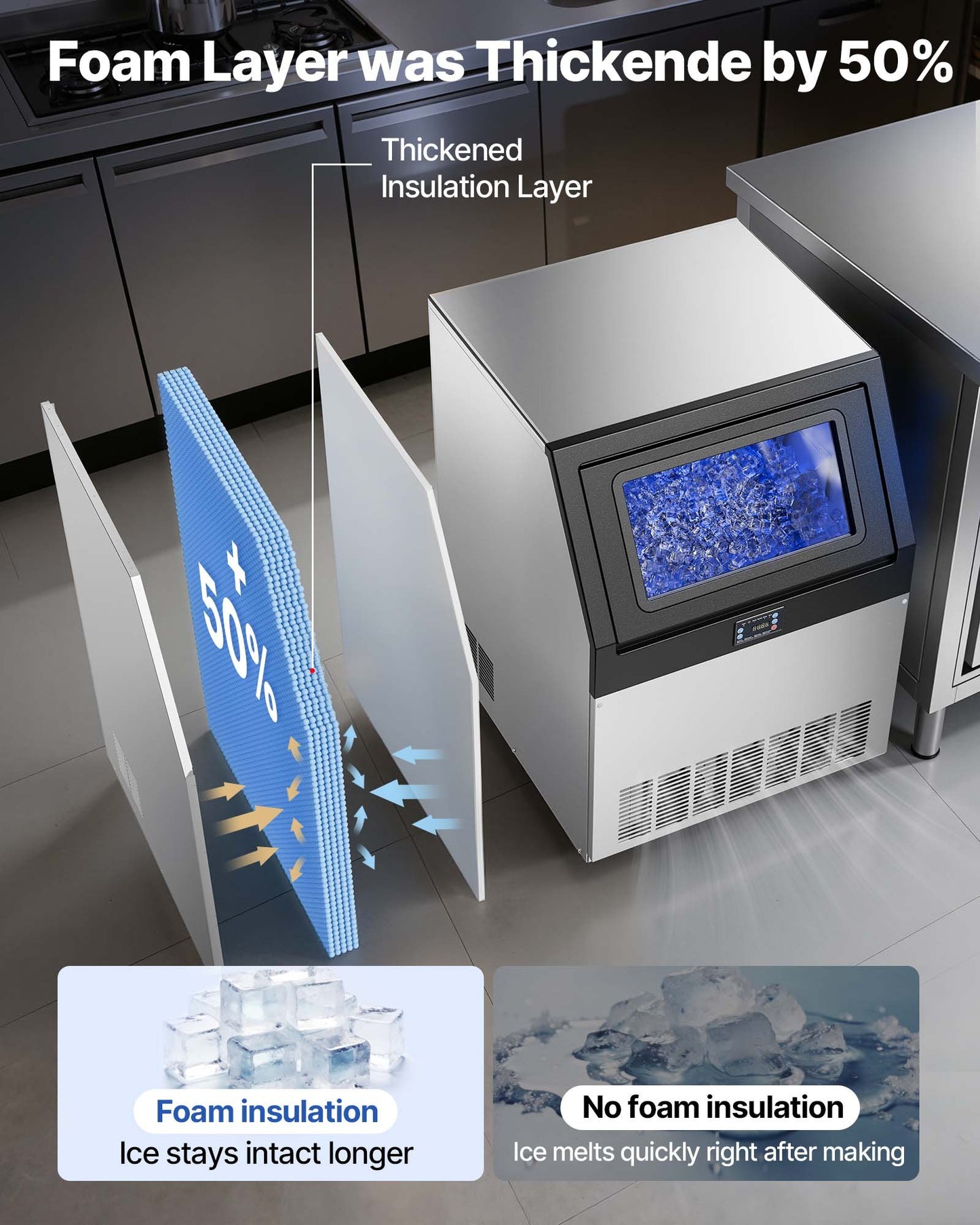 300 Lbs/24H High-Capacity Commercial Ice Maker | 85 Lbs Storage