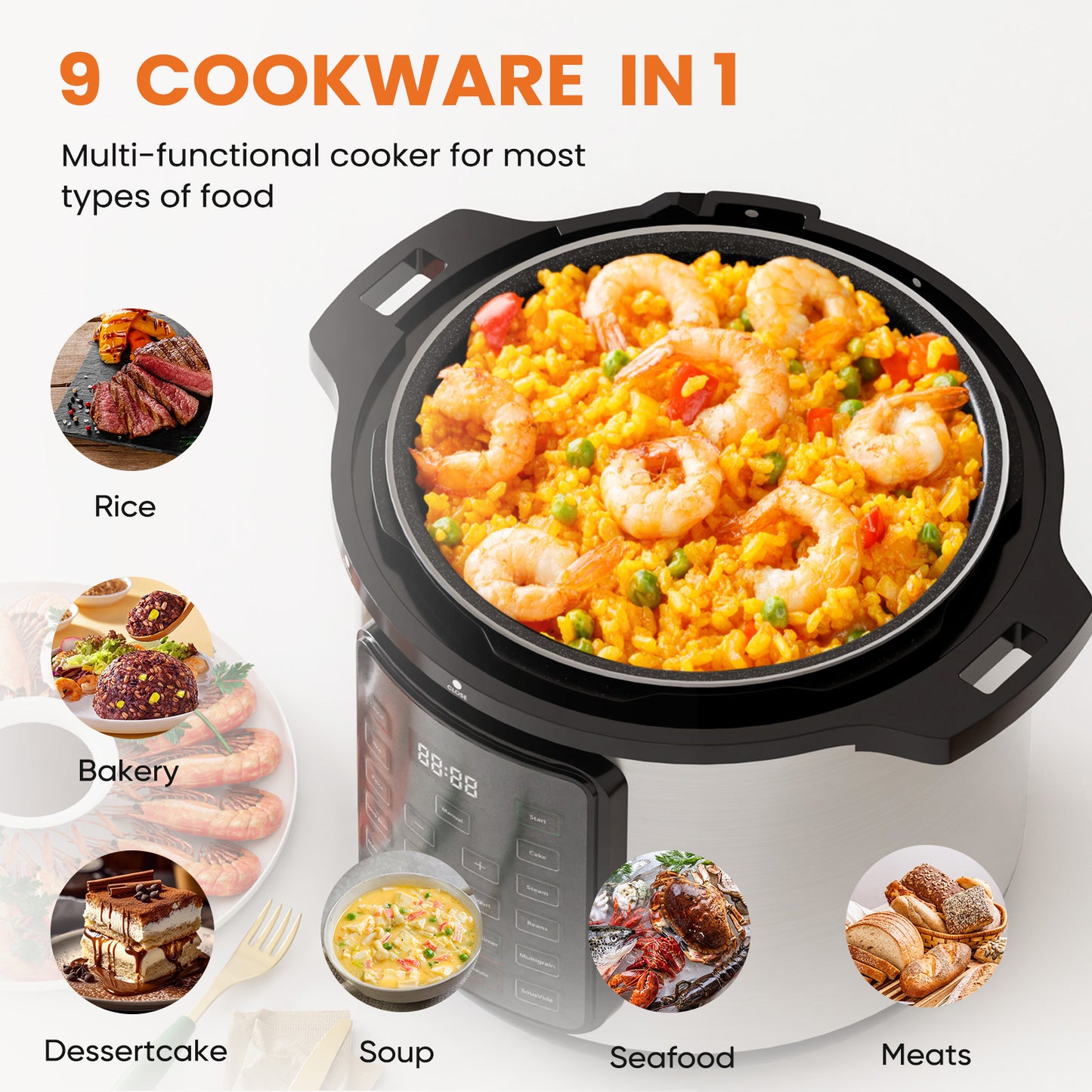 9-in-1 Electric Pressure Cooker & Smart Multi-Pot | 9 Functional Modes