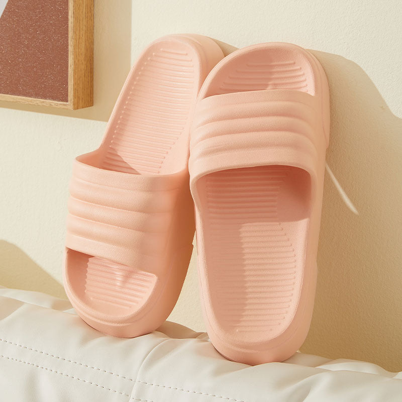 Pure Color Striped Minimalist Comfortable Couple Home Slippers Flip Flops