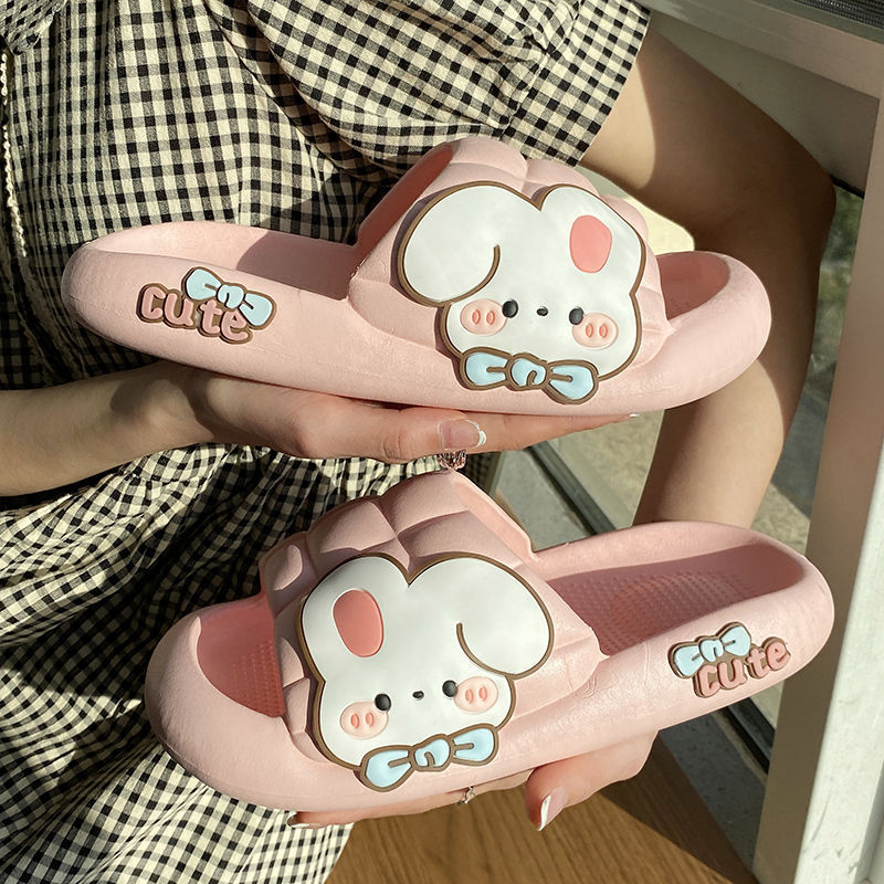 Women's Fashionable Outer Wear Cute Rabbit Non-slip Thick Bottom Slippers