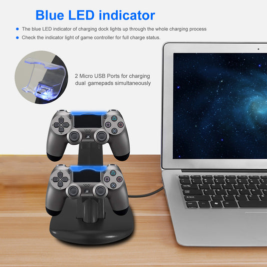 Dual PS4 Controller Charging Dock | Fast Charger for PS4 Pro & Slim