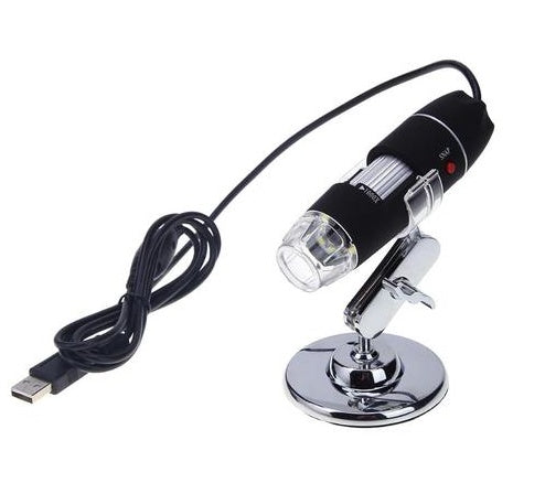 Digital microscope with USB cable on a white background
