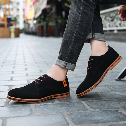 Men's Casual Leather Shoes With Cow Tendon Bottom