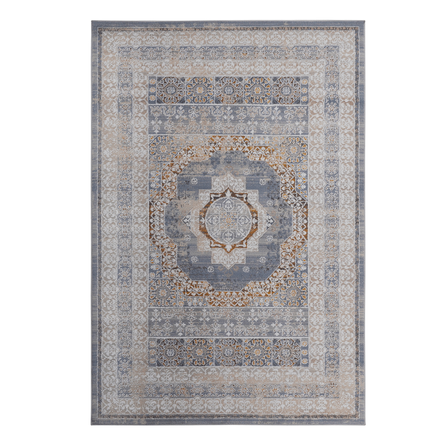 Payas Collection Medallion Runner Rug - 2x8 Blue & Ivory