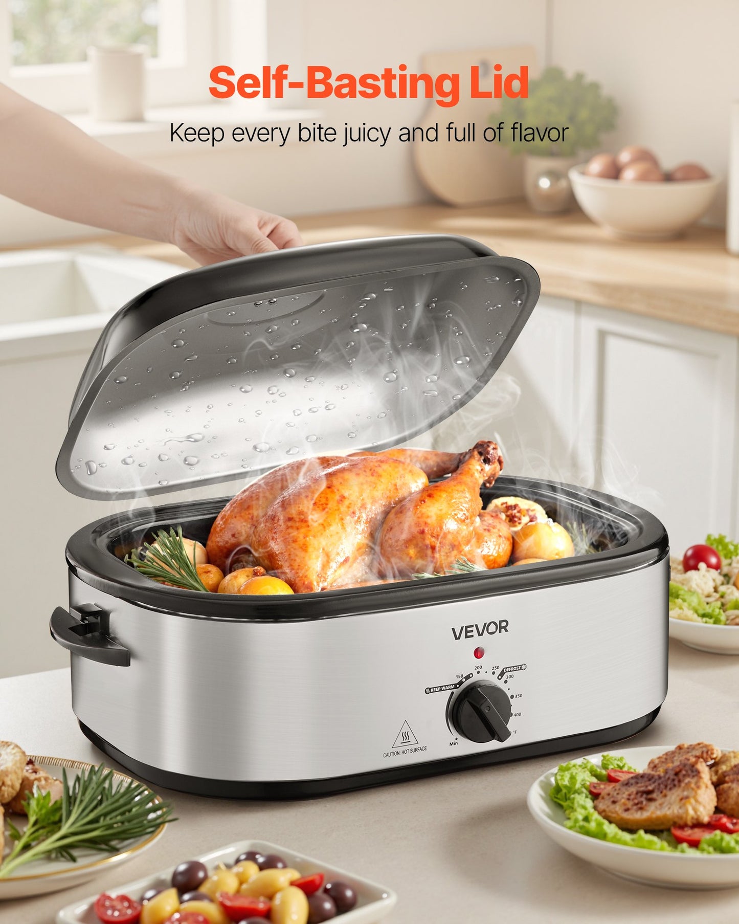 20QT Electric Roaster Oven - Self-Basting Roasting Pan