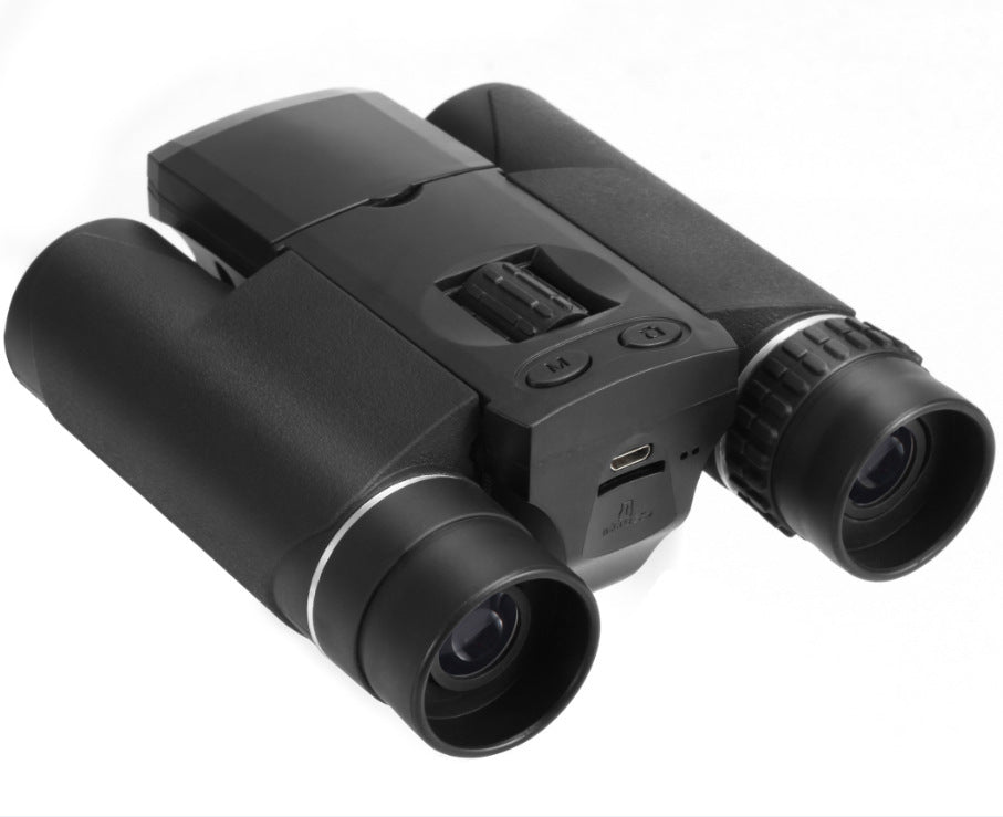Black binoculars on a white background