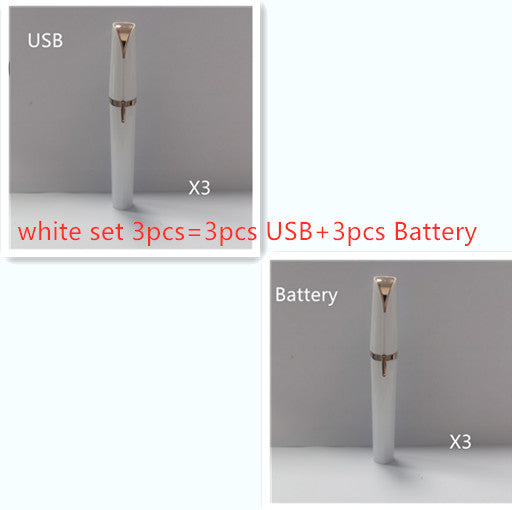 Mini Electric Eyebrow Trimmer Lipstick Brows Pen Hair Remover Painless Razor Epilator with LED Light - Ectron Online