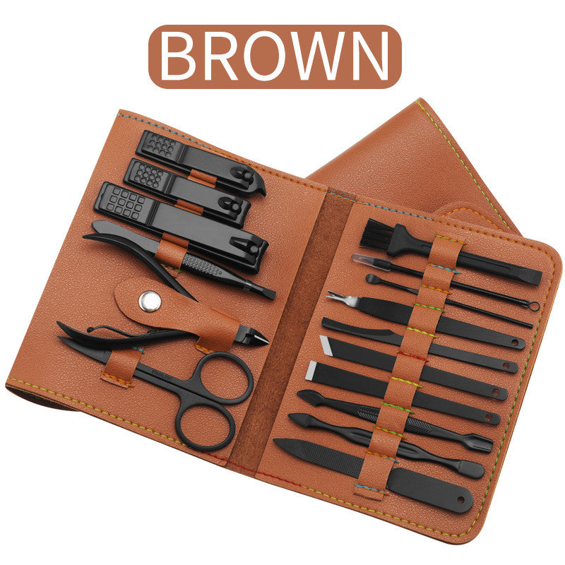 16pcs set Nail Clipper Cutter Trimmer Ear Pick Grooming Kit Manicure Set Pedicure Toe Nail Art Tools Set Kits with Bag - Ectron Online