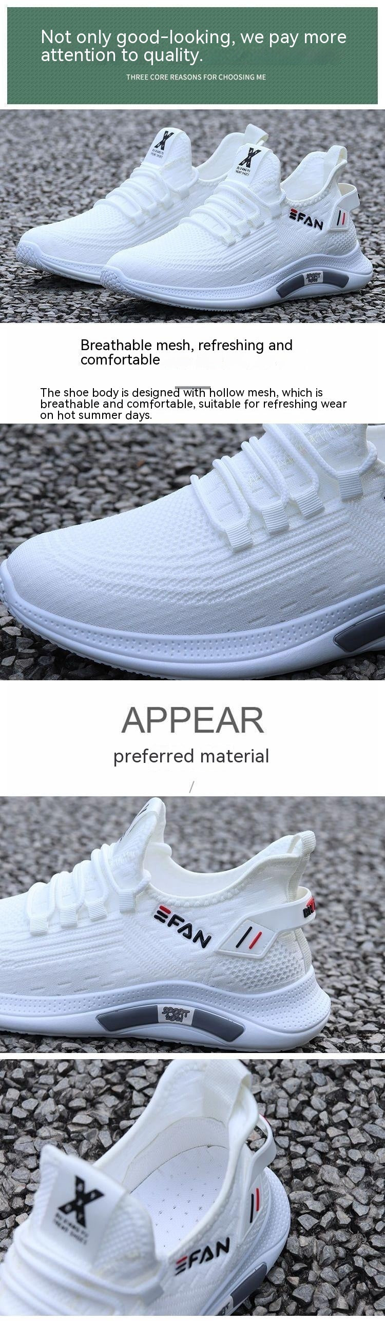 Front Lace-up Trendy Casual Mesh Surface Lightweight Sneaker