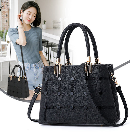 Rivet Accent PU Leather Handbag – Stylish & Spacious Tote Handbag rivet handbag | Ectron Online
