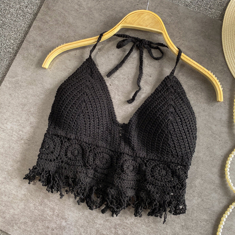 Braided Summer Strap Padded Fringe Top