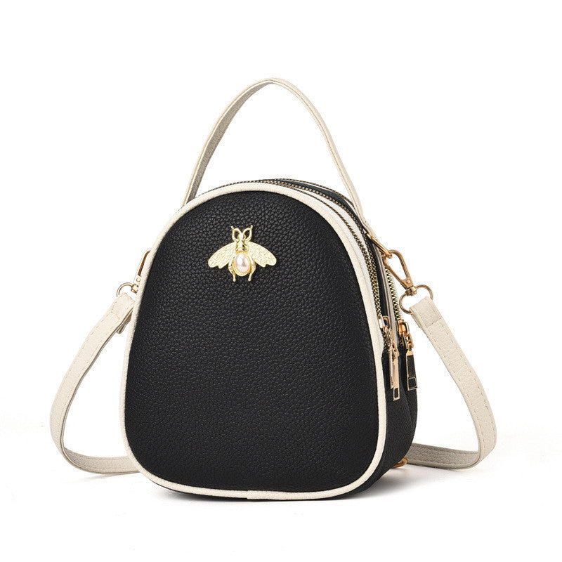 Shoulder Bag Women's New Bee Mini Three-layer Zipper Backpack