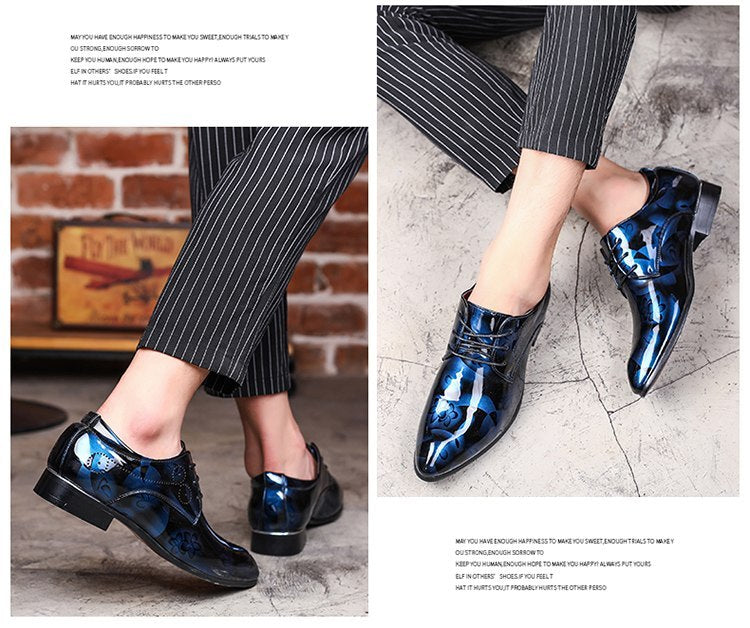 Trends pointed men's leather shoes barber large size fashion men's shoes