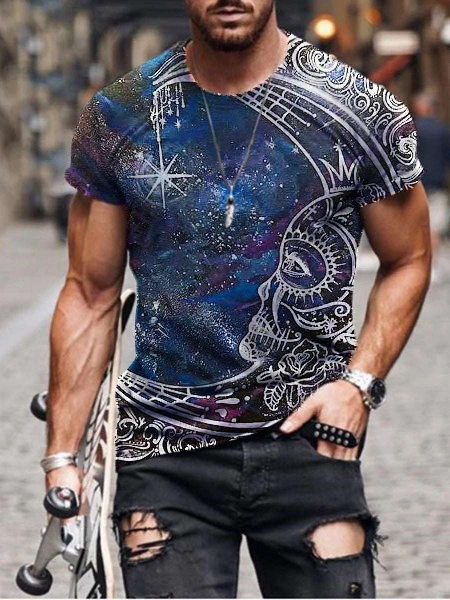 Digital Printed Short-sleeved Round Neck T-shirt