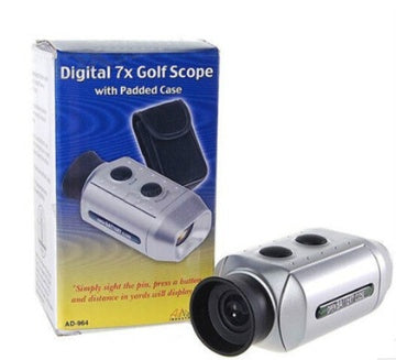 Digital golf scope with packaging on a white background
