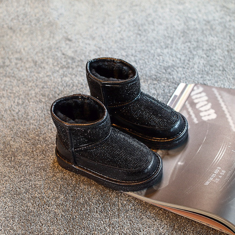New plus velvet fashion children's mid-boots