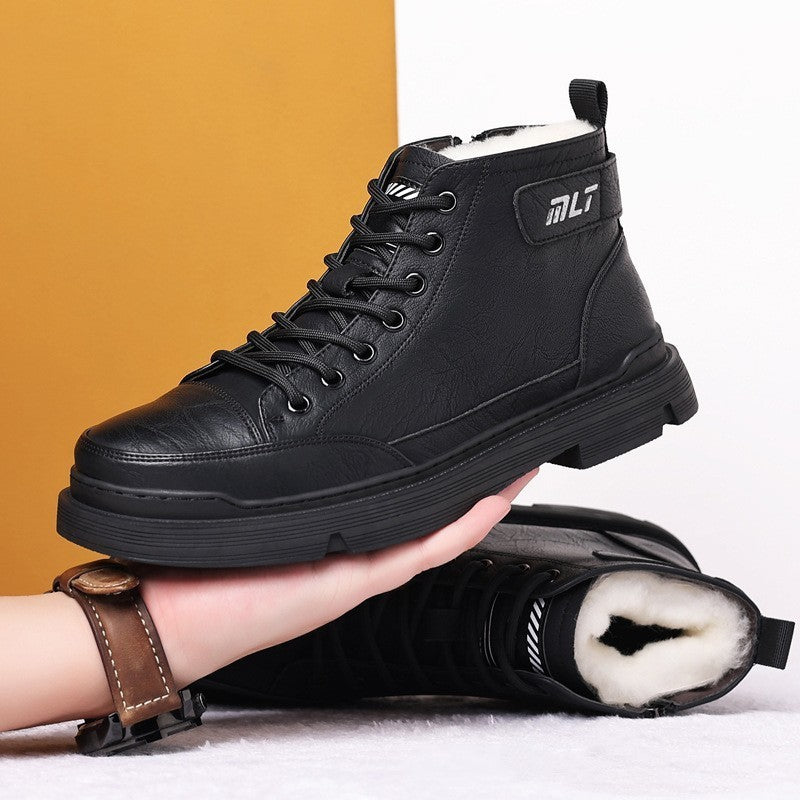 British Fashion High Top Casual Leather Shoes Men's Chelsea Leather Boots