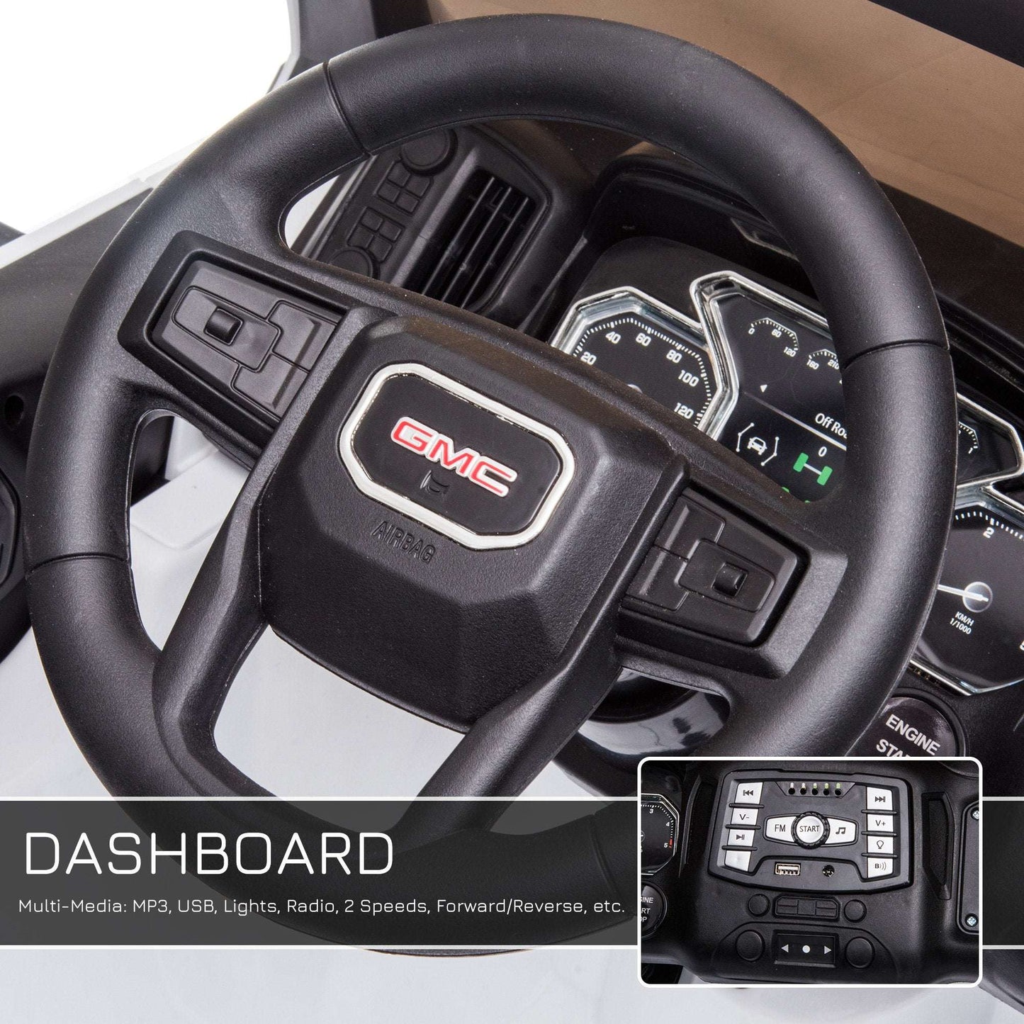 Licensed GMC Sierra HD Kids Ride On Truck - 12V Battery & Remote 12V Battery Kids GMC Sierra HD Ride On T | Ectron Online